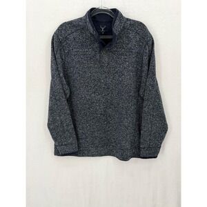Nicoby Sweater‎ Mens Medium Navy Snow 3 Button Henley Pullover Cozy Knit Fall